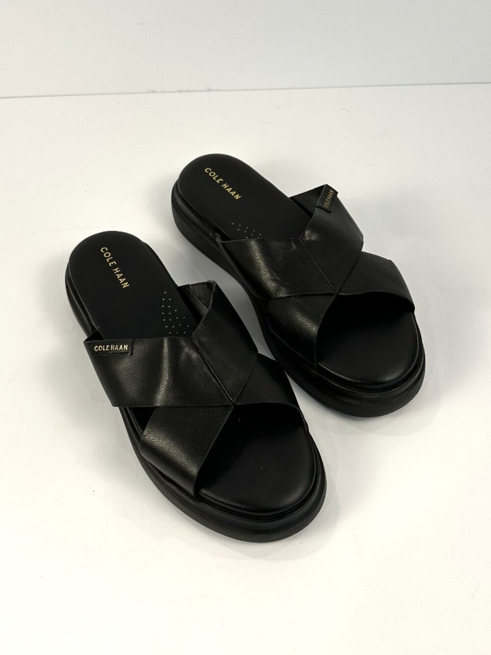 Cole Haan Black Crisscross Slides